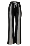 Pink Casual Contrast Loose Mid Waist Conventional Patchwork Bottoms