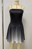 Black Sexy Gradient Strapless A Line Dresses