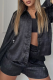 Black Casual Letters Buckle Turndown Collar Long Sleeve Two Pieces