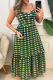 Green Vacation Plaid Backless Spaghetti Strap Long Dresses