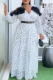White Elegant Polka Dot With Belt V Neck Long Plus Size Dresses