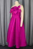 Rose Red Sexy Prom Solid Color Flower Shape Spaghetti Strap A Line Dresses