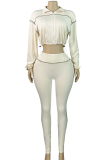 Black Casual Zipper Zipper Collar Long Sleeve Two Pieces