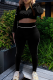 Black Casual Zipper Zipper Collar Long Sleeve Two Pieces