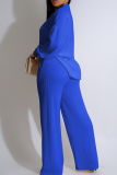 Black Casual Solid Color Draw String Buckle Turndown Collar Long Sleeve Two Pieces