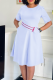 White Elegant Solid Color Pocket O Neck Long Dresses