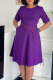 Purple Elegant Solid Color Pocket O Neck Long Dresses
