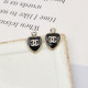 Black Casual Letters Rhinestone Decor Earrings