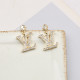 Gold Casual Daily Letters Rhinestone Decor Earrings