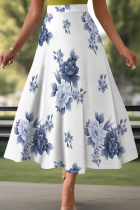Blue Casual Print Loose Speaker Full Print Bottoms
