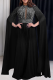 Black Sexy Elegant Solid Color Hollow Out Hot Drill O Neck Long Dresses