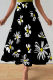 Black Casual Print Loose Mid Waist Speaker Full Print Bottoms