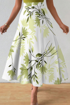Light Green Casual Print Loose Speaker Full Print Bottoms