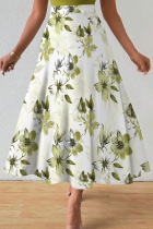 Green Casual Print Loose Speaker Full Print Bottoms