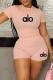 Pink Casual Letters O Neck Short Sleeve Two Pieces