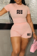 Pink Casual Letters O Neck Short Sleeve Two Pieces