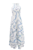 Green Casual Vacation Print O Neck Long Dresses