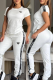 White Casual Letters O Neck Short Sleeve Two Pieces