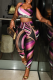 Purple Sportswear Daily Print Contrast U Neck Sleeveless Two Pieces