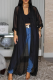 Black Casual Solid Color See-Through Cardigan Collar Outerwear