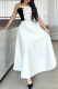 White Elegant Buckle Contrast Strapless Sleeveless Two Pieces