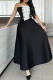 Black Elegant Buckle Contrast Strapless Sleeveless Two Pieces
