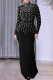 Black Elegant Solid Color Hot Drill Zipper Turtleneck Long Dresses