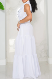 Pink Casual Solid Color Buckle Turndown Collar Long Dresses
