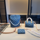 Blue Casual Letters Zipper Bags