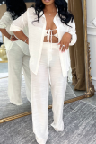 Yellow Casual Solid Color Strap Design Cardigan Collar Long Sleeve Three Pieces