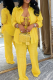 Yellow Casual Solid Color Strap Design Cardigan Collar Long Sleeve Three Pieces