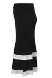 Black Elegant Contrast Fishtail Plus Size