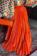 Tangerine Red Casual Solid Color Pleated Loose Mid Waist Conventional Solid Color Bottoms
