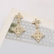 Gold Daily Four Leaf Clover Hollow Out Rhinestone Decor Earrings