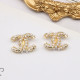 Gold Daily Letters Pearls Decor Earrings