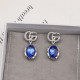 Royal Blue Casual Letters Rhinestone Decor Earrings