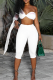 White Sexy Solid Color Hollow Out Strapless Sleeveless Two Pieces