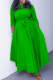 Green Casual Solid Color Pocket Strap Design O Neck Irregular Dresses