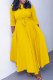 Yellow Casual Solid Color Pocket Strap Design O Neck Irregular Dresses