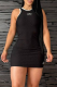 Black Sexy Letters O Neck Wrapped Skirt Dresses