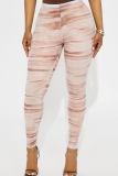 Brown Sexy Print Skinny Mid Waist Conventional Full Print Bottoms