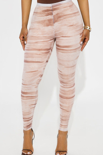 White Sexy Print Skinny Mid Waist Conventional Full Print Bottoms
