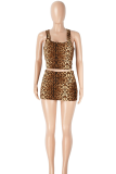 Red Sexy Print U Neck Sleeveless Two Pieces
