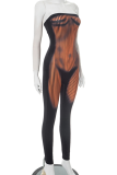 Black Sexy Stripe Backless Strapless Skinny Jumpsuits