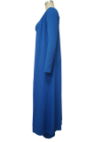 Colorful Blue Elegant Solid Color Patchwork Cardigan Collar Long Sleeve Two Pieces