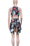 White Red Sexy Print O Neck Regular Rompers