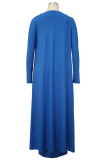 Colorful Blue Elegant Solid Color Patchwork Cardigan Collar Long Sleeve Two Pieces
