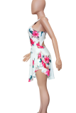 White Red Sexy Print O Neck Regular Rompers