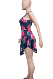 White Red Sexy Print O Neck Regular Rompers