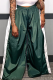Ink Green Casual Contrast Loose High Waist Wide Leg Patchwork Bottoms